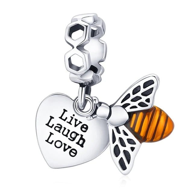 Sterling Silver Live Laugh Love Bee Charm - EnchantingCharms