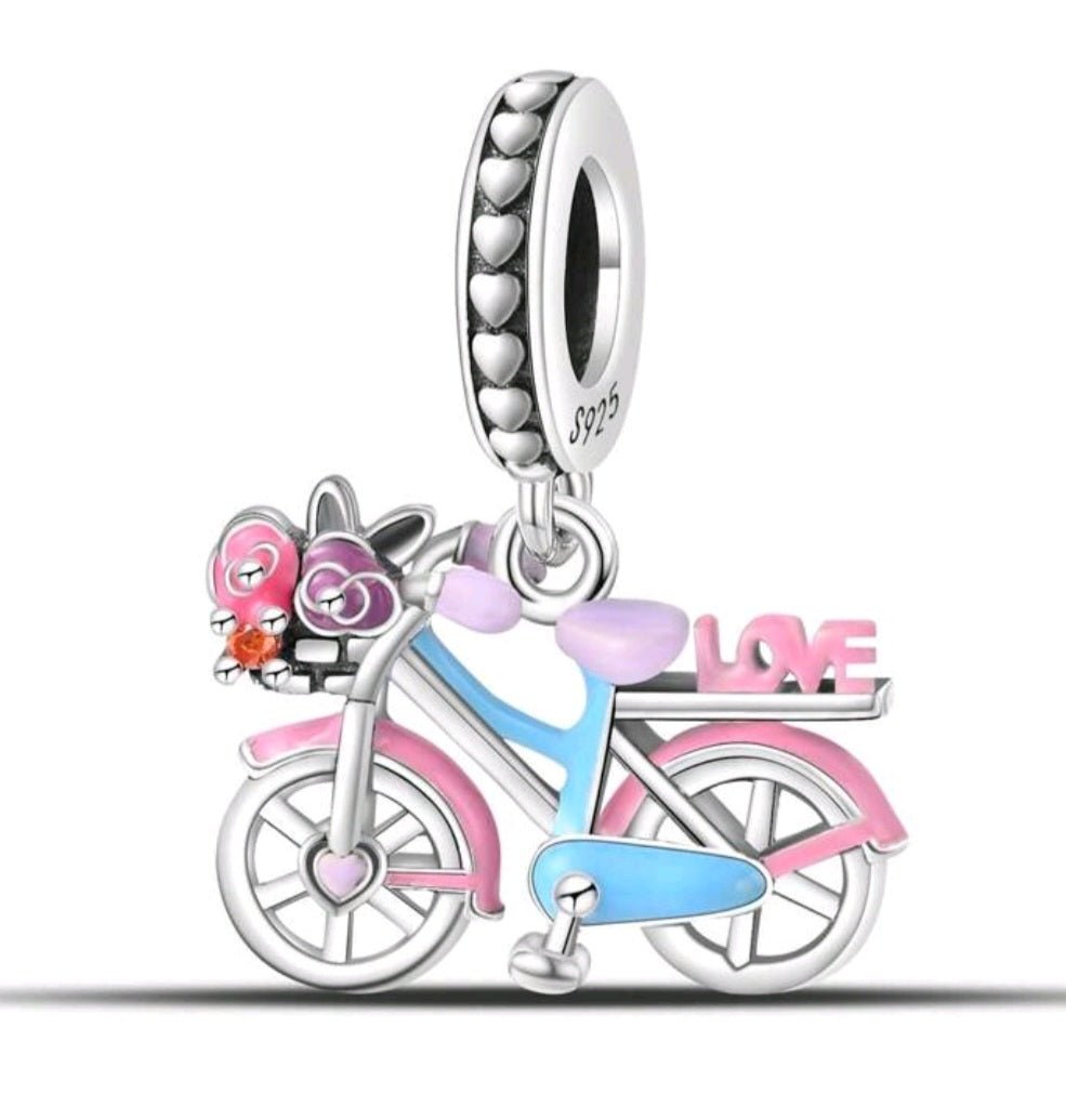 Sterling Silver Love Bicycle Charm - EnchantingCharms