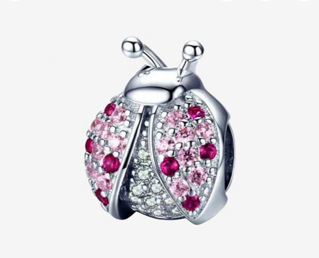 Sterling Silver Pink Ladybug Charm - EnchantingCharms