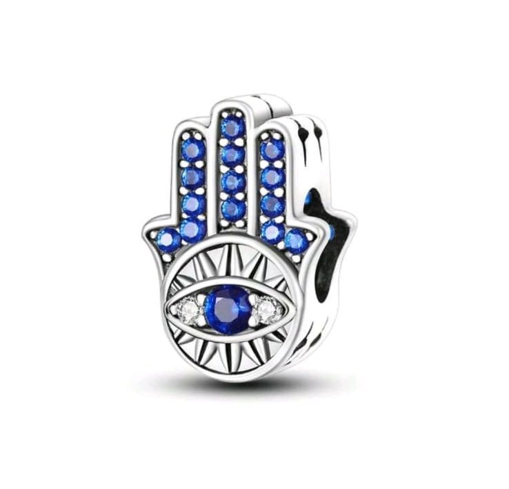 Sterling Silver Protective Eye Inside Hamsa Hand - EnchantingCharms