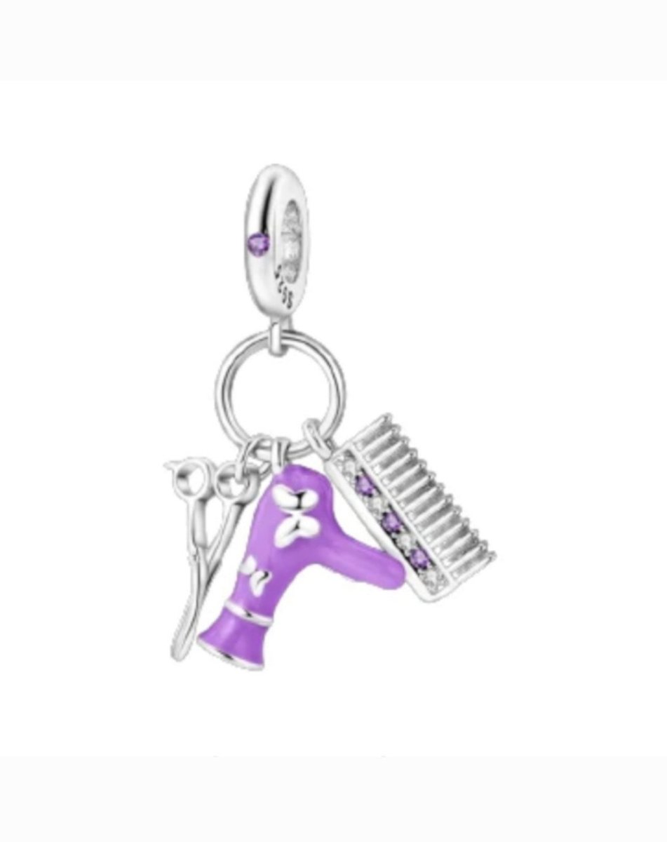 Sterling Silver Scissors,Hairdryer & Comb Charm - EnchantingCharms