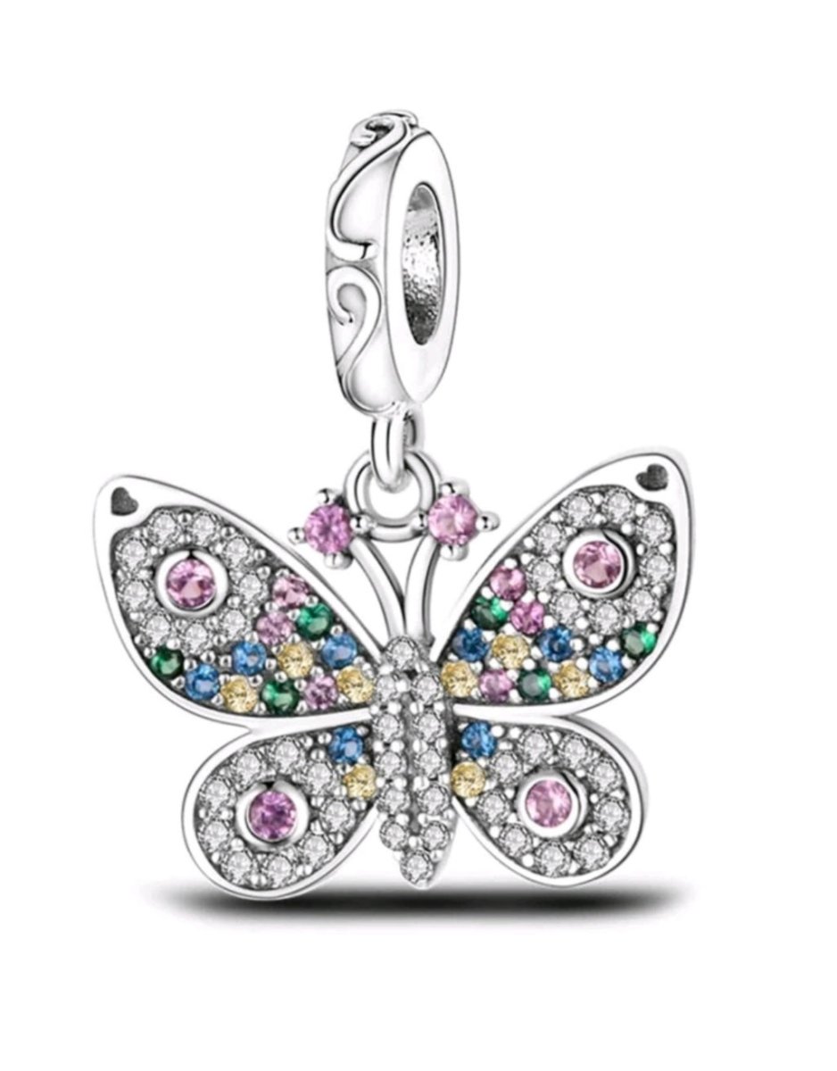 Sterling Silver Sparkling Butterfly Charm - EnchantingCharms