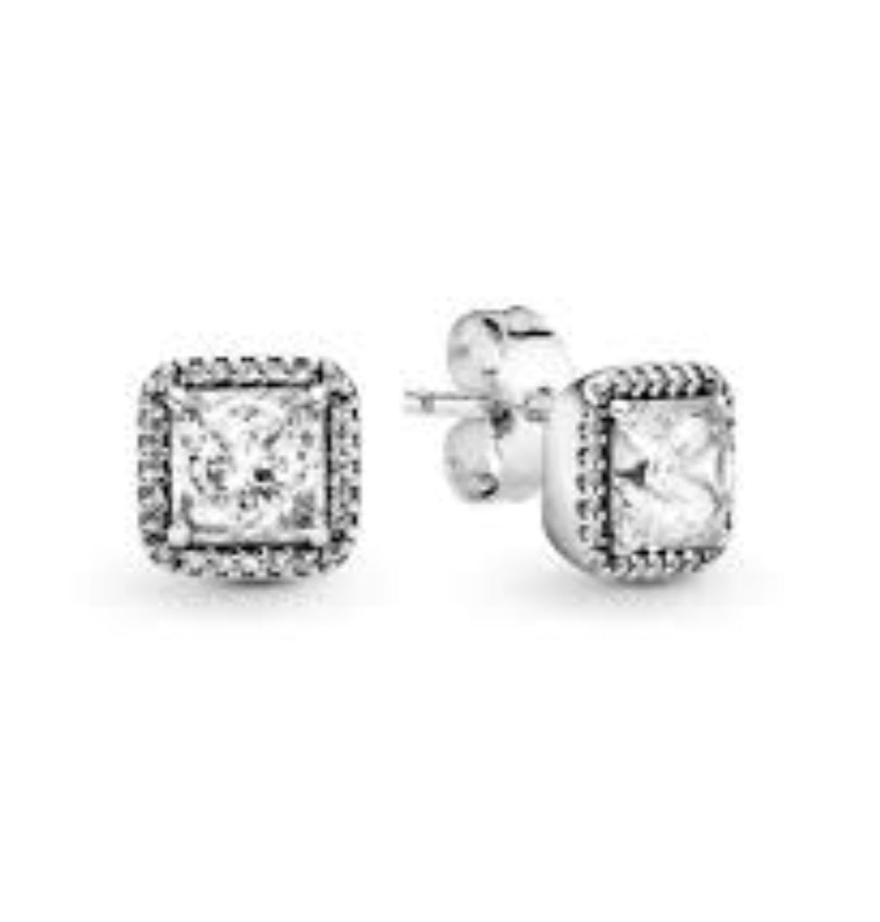 Sterling Silver Square Stud Earrings - EnchantingCharms