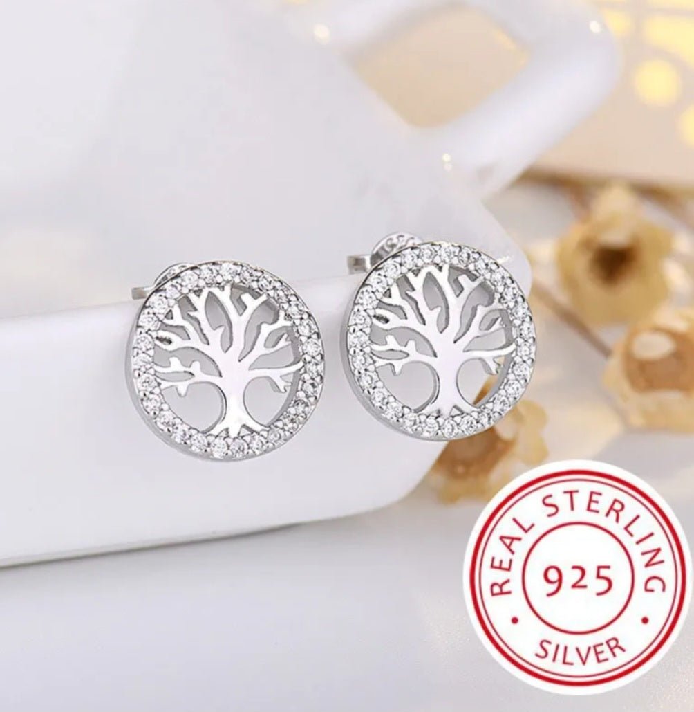 Sterling Silver Tree Of Life Earrings - EnchantingCharms