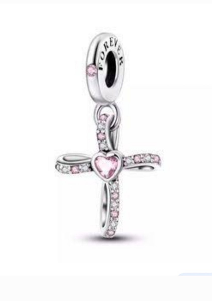 SterlingSilver Pink Forever Cross Charm - EnchantingCharms